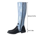 thumbnail image 6 of Xfvqtps Knee High Boots for Women Faux Denim Side Zipper Buckle Strap Block Low Heel Tall Boots, 6 of 9