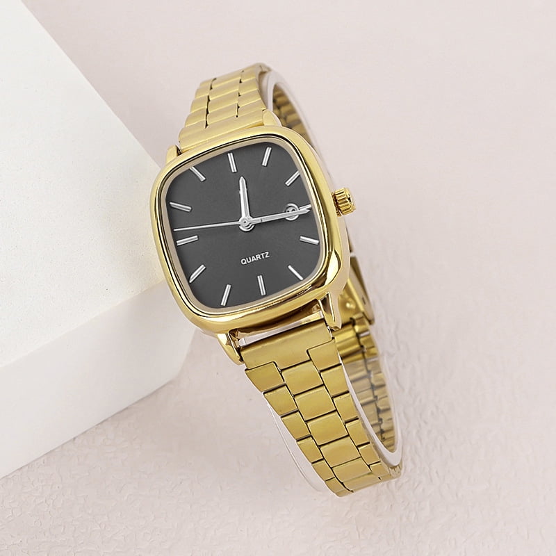 Men’s Minimalist Square Date Quartz Watch 30M Waterproof Mineral Crystal Zinc Alloy Case Stainless Steel Link Band Casual Business Wristwatch