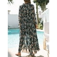 thumbnail image 7 of Asyoly Womens Dresses Casual Boho Floral Deep V Neck Long Sleeve Evening Dress Cocktail Party Maxi Wedding Dresses, 7 of 7