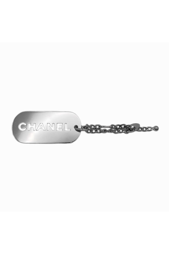 Pre-Owned CHANEL Chanel Bag Charm Dog Tag Logo 04V Metal Silver Men's Women's