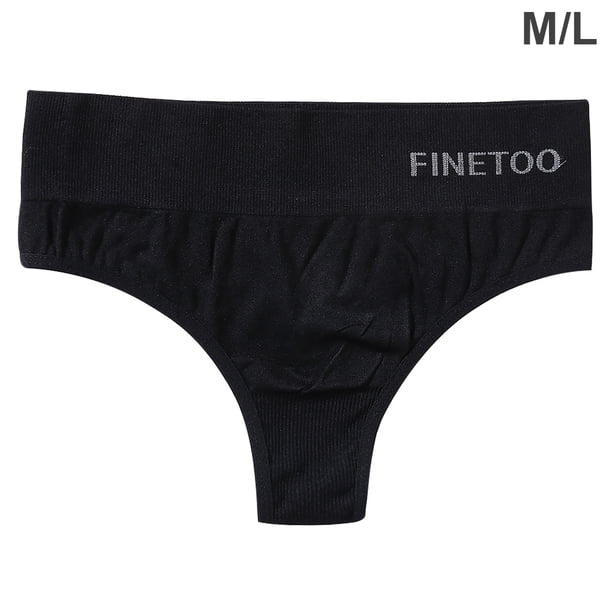 Tangas de mujer T Back Bragas de algodón de cintura baja Ropa interior sexy elástica sin costuras de color sólido, Negro, M / L Inevent AP001138-01B