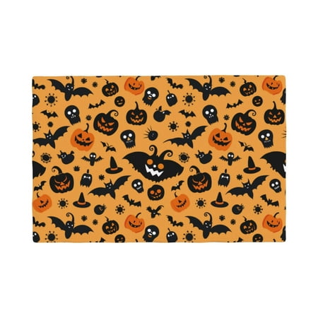

Placemats Set of 4 halloween bats pumpkins Heat Resistant Non - Slip Place mats Waterproof table mat for Kitchen Dining-4片装