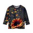 thumbnail image 3 of CCRFTGI Cute Shirts for Kids Girls Size 6 3/4 Sleeve Sunflower Print Clothes for Teen Girls Tee Shirts Summer Trendy Loose Comdy Crew Neck Shirts Saffron 5-6 Years, 3 of 4