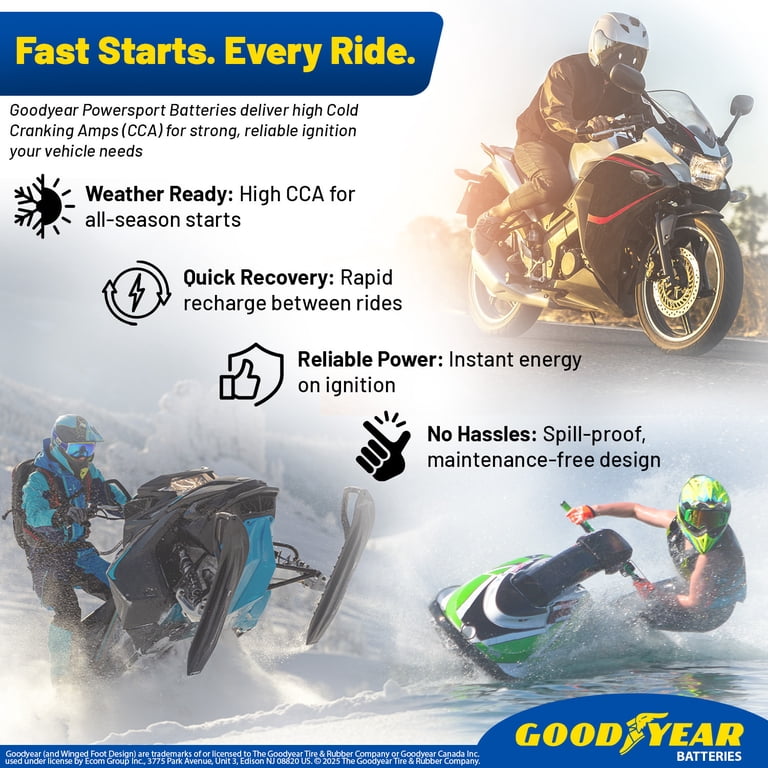 Goodyear GYTX9 - 12 Volt 10 AH, 135 CCA, Rechargeable High
