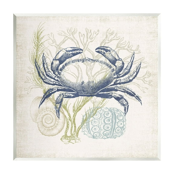 Stupell Industries Layered Sea Life Crab Marine Botanical Patterns Graphic Art Unframed Art Print Wall Art, Design by Victoria Barnes