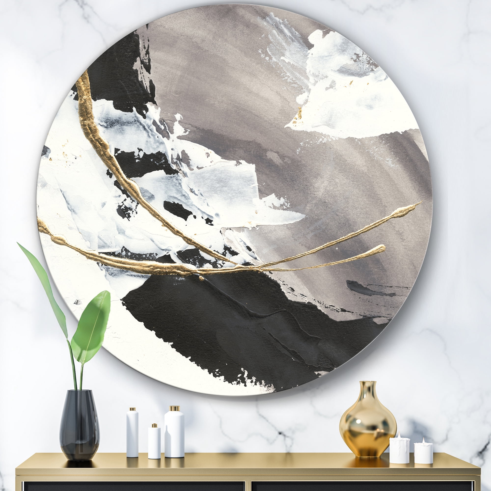 Designart 'Glam Painted Arcs II' Metal Wall Art