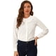 thumbnail image 1 of Blusa de cuello Peter Pan de manga larga con botones suizos para mujer blanco XS, 1 of 6