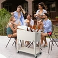 thumbnail image 2 of Winado  80 Quart Rolling Ice Chest on Wheels, Portable Patio Party Bar Drink Cooler Cart with Shelf White, 2 of 7