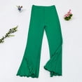 thumbnail image 4 of WQNVRNR Girls Flared Pants Slimming Casual Elastic High Waist Ruffle Hem Kids Long Pants Green 6 Years, 4 of 6
