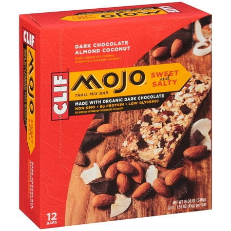 Clif Bar Mojo, Dark Chocolate Almond Coconut Trail Mix Bar, 12 Ct, 1.59 oz.