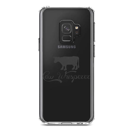 DistinctInk Clear Shockproof Hybrid Case for Samsung Galaxy S9 (5.8 Screen) - TPU Bumper Acrylic Back Tempered Glass Screen Protector - Cow Whisperer
