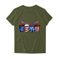 thumbnail image 4 of Fartey Women's Independence Day T-Shirts 4th of July Patriotic Shirt American Flag Print Tees Summer Crewneck Short Sleeve Blouses Dressy Casual Memorial Day Tops Army Green XXXL, 4 of 4