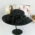 thumbnail image 3 of Organza Church Fascinator Wedding Tea Party Derby Hats for Women Flower Wide Brim Sun Hat, 3 of 3