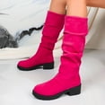 thumbnail image 6 of Women's Mid-Calf Boots Suede Fall Winter Fashion Knee High Booties Comfortable Casual Dress with Heels, 6 of 9