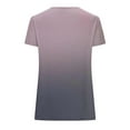 thumbnail image 4 of DDAPJ pyju Tunic Tops for Women Loose Fit Dressy Button Henley Shirts Gradient Print Short Sleeve Blouse Empire Waist Tshirt Light Purple XXL, 4 of 5