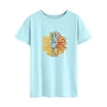thumbnail image 3 of TWZH Women Daisy Print Crew Neck Short Sleeve Solid T-Shirt, 3 of 6