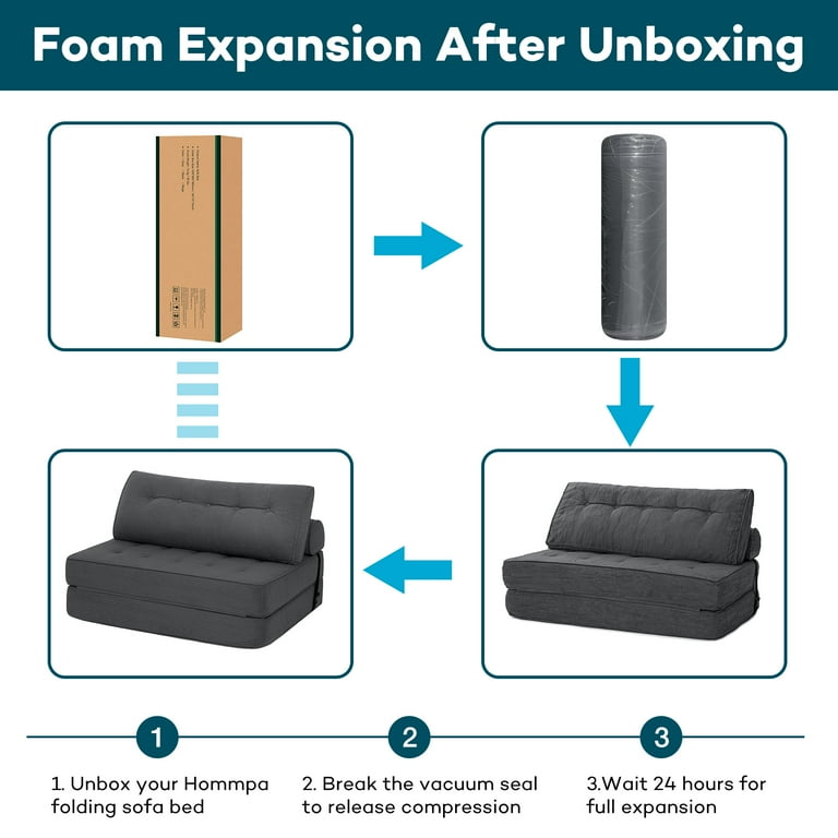 HOMMPA Folding Sofa Bed, Full Size Convertible Futon Chair, High