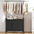 thumbnail image 3 of Laundry Hamper Sorter with Retractable Hanging Rod & Locking Wheels - Heavy Duty Laundry Room Organizer with Shelf，3 Hamper, 3 of 8