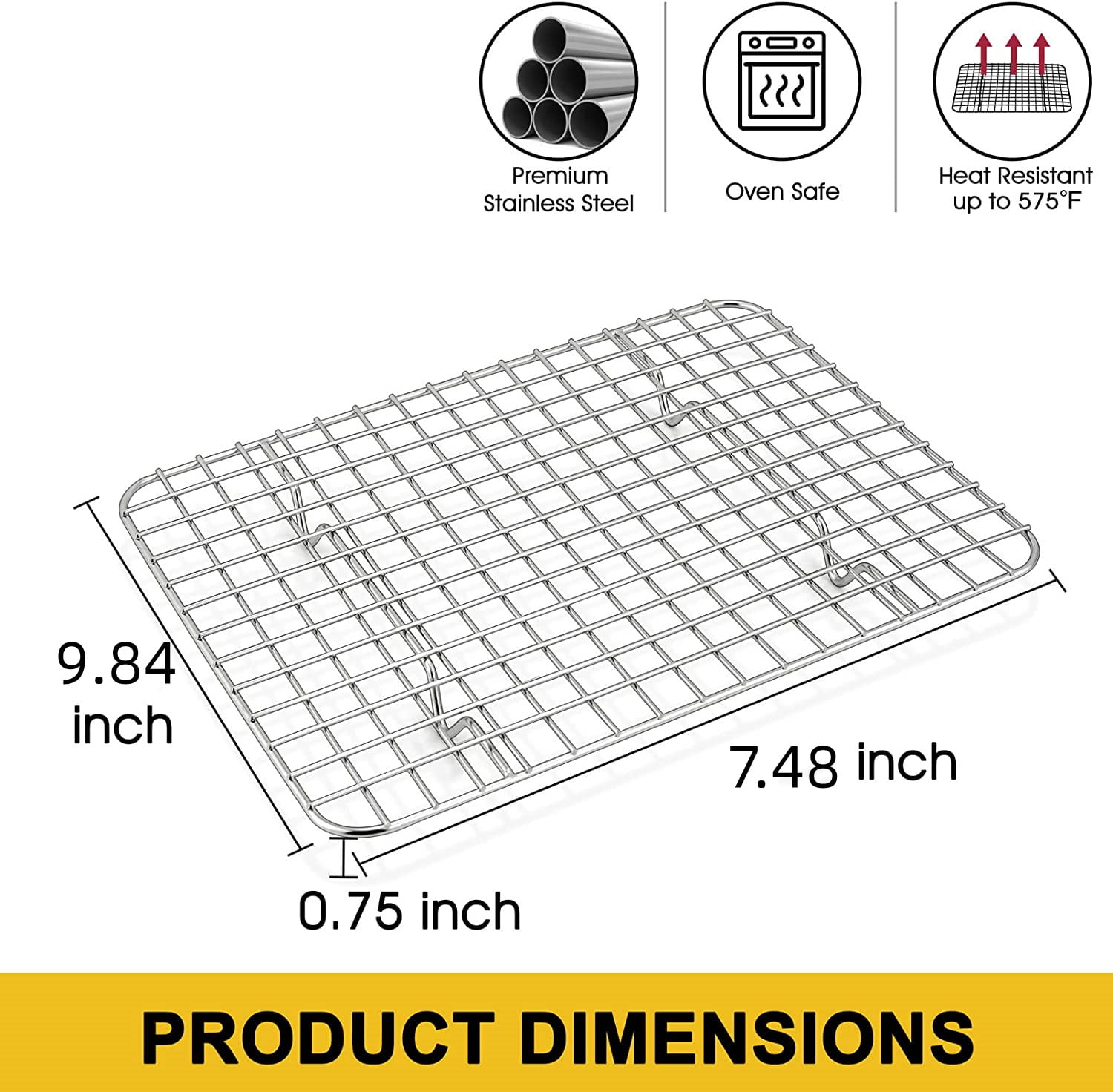 2-Pack Cooling Rack, 9.84*7.48 inch Large Baking Rack Fits Half Sheet Pans, Oven  Safe Stainless Steel Wire Rack for Cooking, Roasting & Drying  Casewin(Rectangle) 