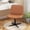 Brown-PU Leather, variant on CL.HPAHKL Vanity Chair with Back, Armless Criss Cross Legged Chair, Comfy Home Office Desk Chair, Height Adjustable & Wide Seat, Beige