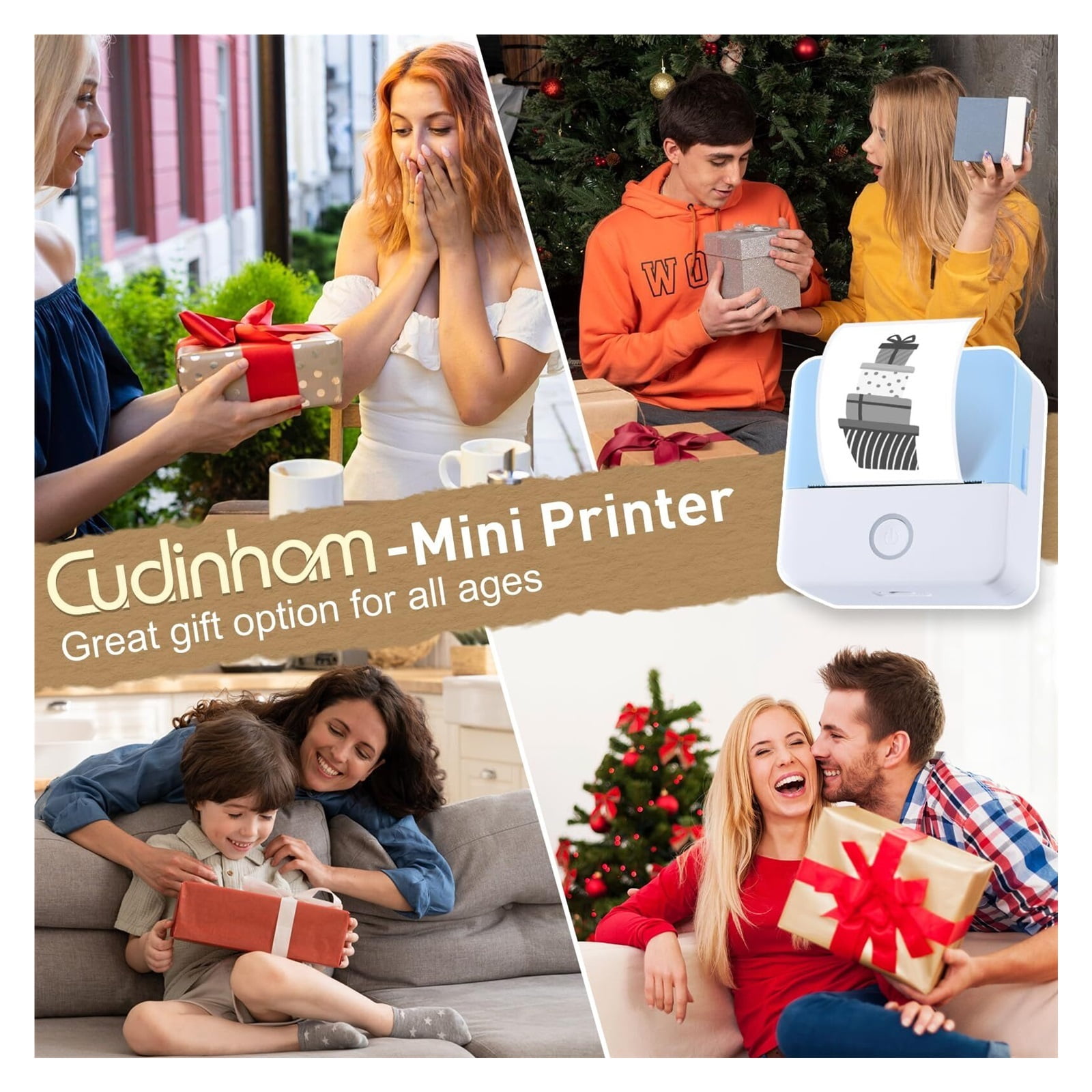 Print Pods Mini Printer, Thermal Inkless Sticker Maker with 10 Rolls Printing Paper, Pocket Printpod for Phone, Impresora Portátil for Notes, DIY, Compatible with iOS & Android (Grey)