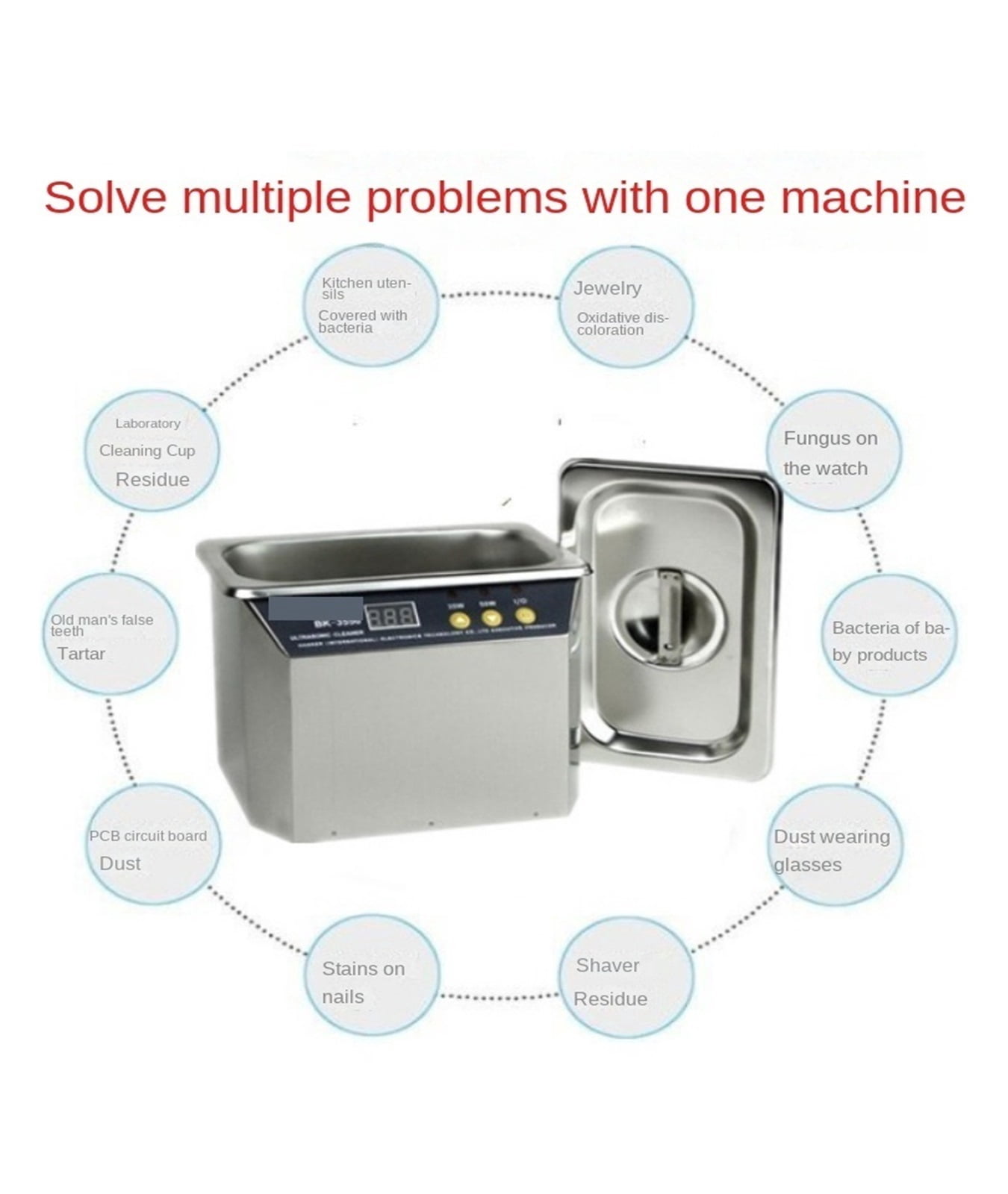 800ml 35W/50W Ultra Cleaning Machine Clock With False Teeth Glasses Jewelry Jade Jewelry Diamond Ring Cleaner