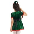 thumbnail image 3 of Miutii Girls Elf Christmas Clothes Santa Claus Ruffled Sleeves Velvet Dress with Hat Belt Fancy Dress Up Green 2-3, 3 of 7