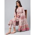 thumbnail image 4 of Janasya Women's Pink Cotton Floral Printed Pant Set with Scarf, 4 of 10