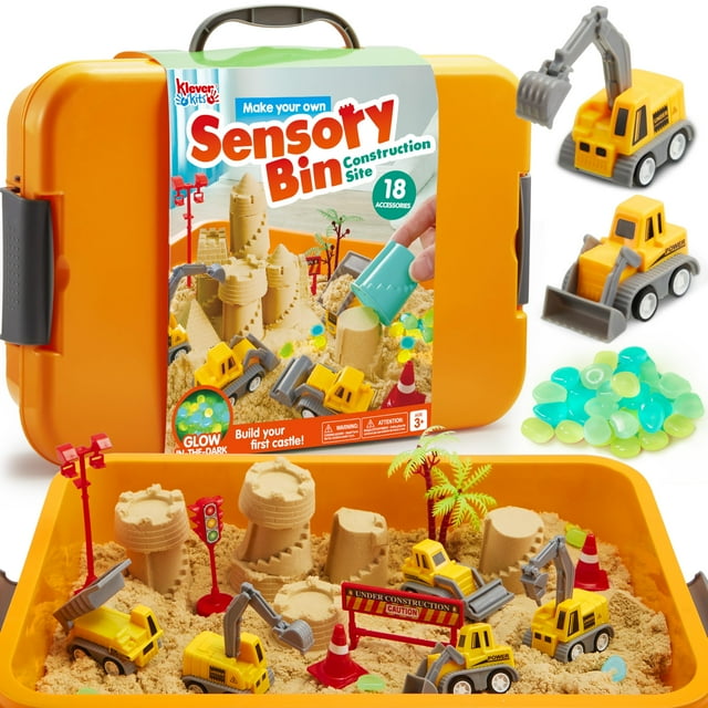 Kits Sensory Bin Construction Site Klever Kits que brillan en la oscuridad