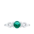 thumbnail image 5 of Rosec Jewels Lab Grown Emerald Ring with Diamond - Dainty Promise Ring - AAAA Grade, 925 Sterling Silver, US 13.00, 5 of 9