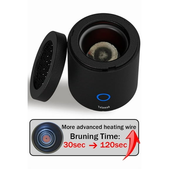 Telawah New upgrade Mini Portable Electric Incense Burner Bukhoor Burning Time 120 Seconds for Home&Car（Black 10*8*8cm）