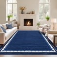 thumbnail image 1 of Washable Area Rug for Living Room, Solid Neutral Non Slip Large Rug with Rubber Backing, Low Pile Stain Resistant Modern Carpet for Bedroom Dining Room, 2×6 ft to 10×13 ft, Camel Gray Blue Black, 1 of 8