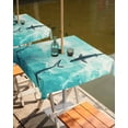thumbnail image 2 of nqOlkjepod Ocean Shark Outdoor Tablecloth with Umbrella Hole & Zipper, Teal Green Wave Summer Beach Coastal Square Table Cover 60x60 Inch, Dining Waterproof Table Cloth Protector for Patio/Party, 2 of 7