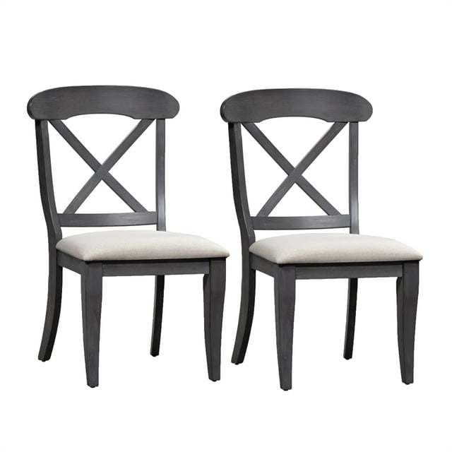 Ocean Isle Chaise Latérale Uph X Back Gris Foncé (RTA) - Ensemble de 2