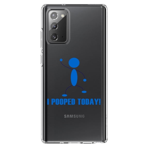 DistinctInk Clear Shockproof Hybrid Case for Samsung Galaxy Note 20 (6.7" Screen) - TPU Bumper Acrylic Back Tempered Glass Screen Protector - I Pooped Today!