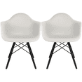 thumbnail image 2 of 2xhome Set of 2 Light Gray Mid Century Modern Designer Contemporary Vintage Chairs Dining No Wheels Living Kitchen Guest With Arms Armchairs Solid Back Accent Plastic Black Wood Wooden Legs DAW, 2 of 6