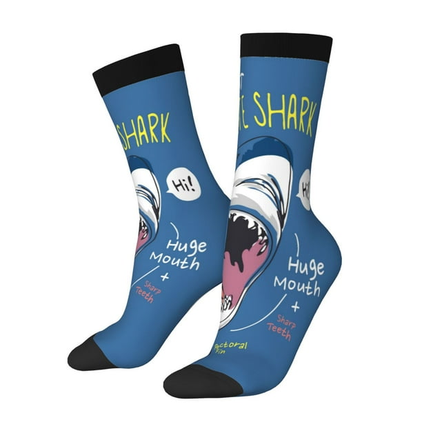 Balery Great White Shark Calcetas Largas con Estampado para Hombre y Mujer – Suaves y Transpirables, Talla Única (US 5-11)