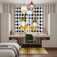 thumbnail image 6 of Curtains 84 Inches Long 2 Panels, Daisy Bees Gnomes Grommets Window Treatment Curtain, Black White Plaid Farmhouse Thermal Curtains Drapes for Living Room/Bathroom, 6 of 9