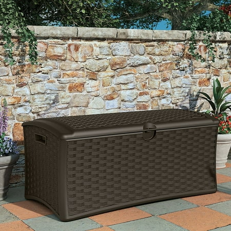 Suncast 72 Gallon Capacity Resin Wicker Outdoor Patio Storage Deck Box 4 Pack Suncast 72 Gallon Capacity Resin Wicker Outdoor Patio Storage Deck Box 4 Pack
