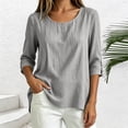 thumbnail image 5 of Shirts for Women Summer 100% Cotton Round Neck Fashion 3/4 Sleeve Pullover Top, 5 of 8
