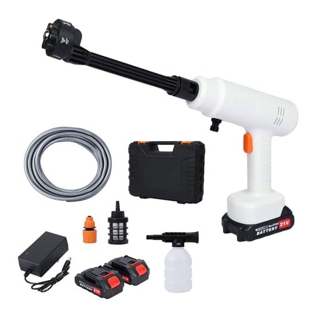 6-in-1 Upgraded Cordless Pressure Washer, 2x1500mAh Rechargeable Power Washer, Multi-Functional Adjustable Nozzle Portable Pressure Washer with Water Pipe for Car, Floor Watering (