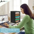 thumbnail image 4 of Adiroffice 11-Compartment Wooden Mail Organizer, Vertical Desktop Sorter with Removable Shelves, Black, 4 of 8