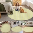 thumbnail image 6 of Simple White Striped Round Living Room Rugs 6 ft, Yellow Stripe Vintage Linen Washable Area Rug with Non-Slip Sturdy Edge Binding Round Carpet for Kitchen Office Bedroom, 6 of 9