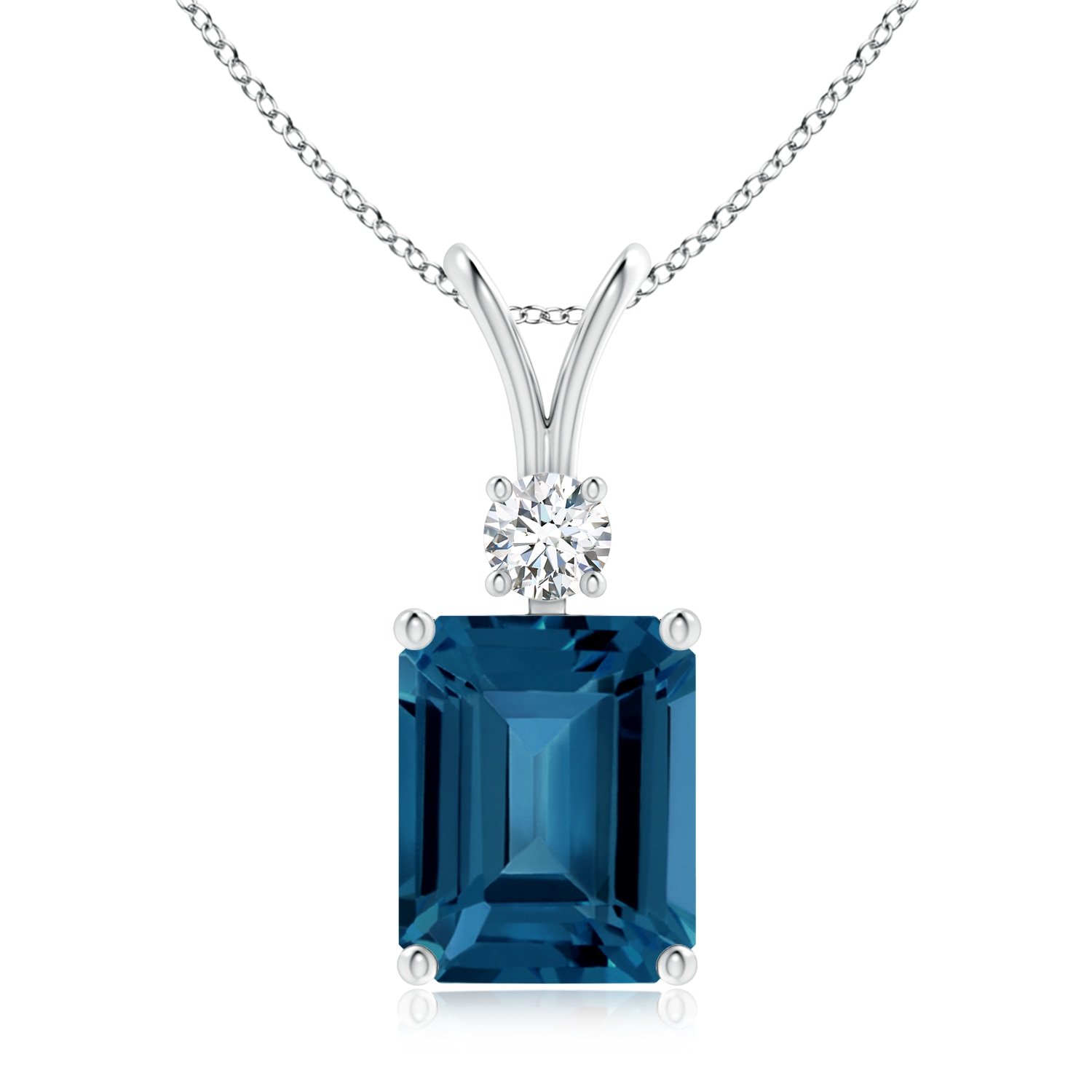 Angara - 4 ct. London Blue Topaz Pendant Necklace|10x8mm Emerald Cut