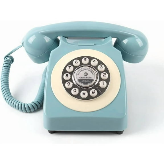 cojodopo Retro Audio Guestbook Telephone, Desk Telephone for Anniversaries Birthday Wedding Party Gathering DIY Original Guestbook Phone (Blue)