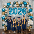 thumbnail image 4 of PMU 12 Pc Set Graduation Decorations | Number Balloons 2026 Royal Blue with Silver Curtain Backdrop and Star Mylar | 2026 Party Decorations | Graduation Party Supplies, 4 of 6