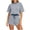 03-Blue, variant on 2 Piece Lounge Set for Women Stripe Oversized Short Sleeve Shirts and Shorts Matching Outfits