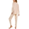 thumbnail image 3 of Jaclyn Intimates Embossed Velour Long Sleeve Henley and Joggers 2 Piece Loungewear Set (Juniors & Womens), 3 of 4