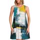 thumbnail image 1 of Disketp Abstract Brushstrokes Green Blue para Vestido sin Mangas para Mujeres, Vestidos de Verano para Mujeres, Casual y Holgado para la Playa, 1 of 7