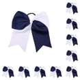 thumbnail image 3 of Qarigey Banda para el cabello grande Nudo de lazo Elástico Color a juego Estilo pijo Coleta Titular Pelos Cuerda Scrunchie Accesorios Azul azul marino+blanco 10Conjunto, 3 of 6